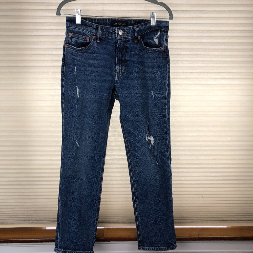 Lucky Brand Distressed Straight Jeans Minimalist Trending Western Cowgirl